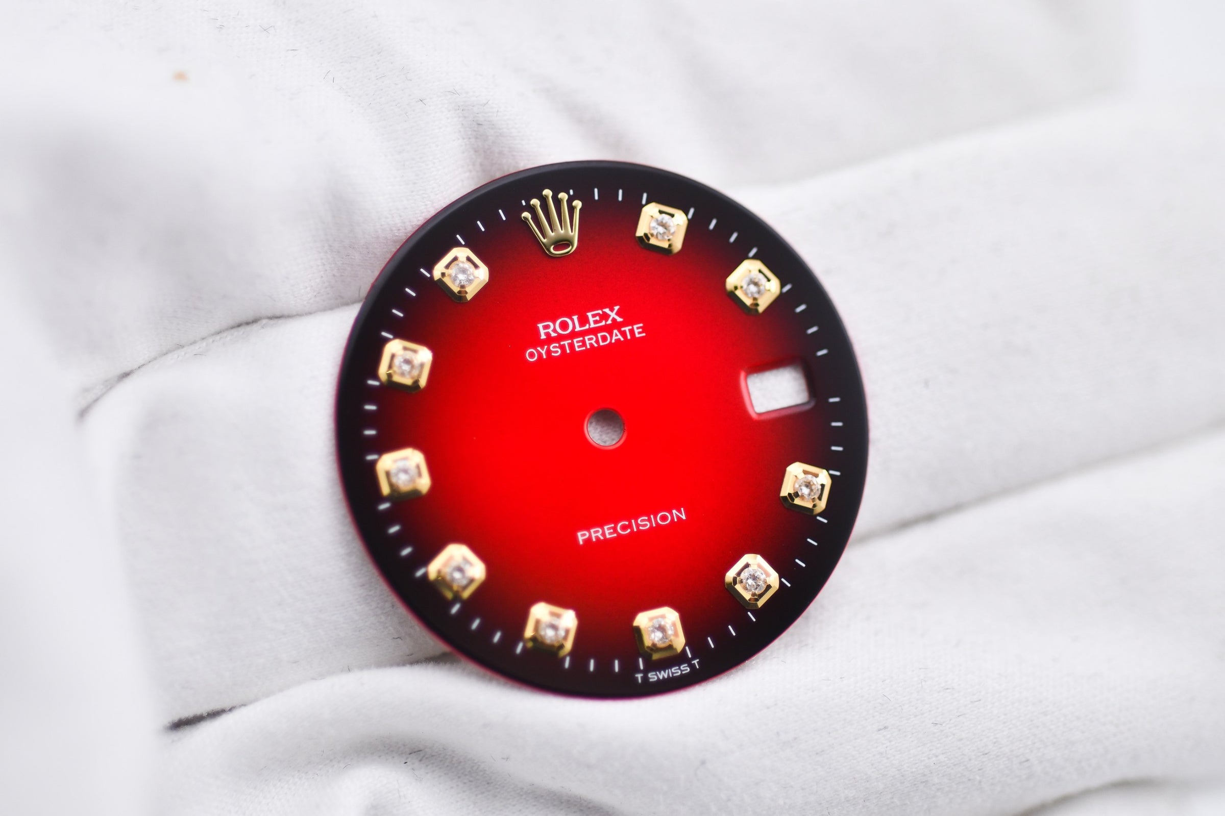 Custom Vignette Burgundy Red Brilliant Rolex Dial Oyster Perpetual