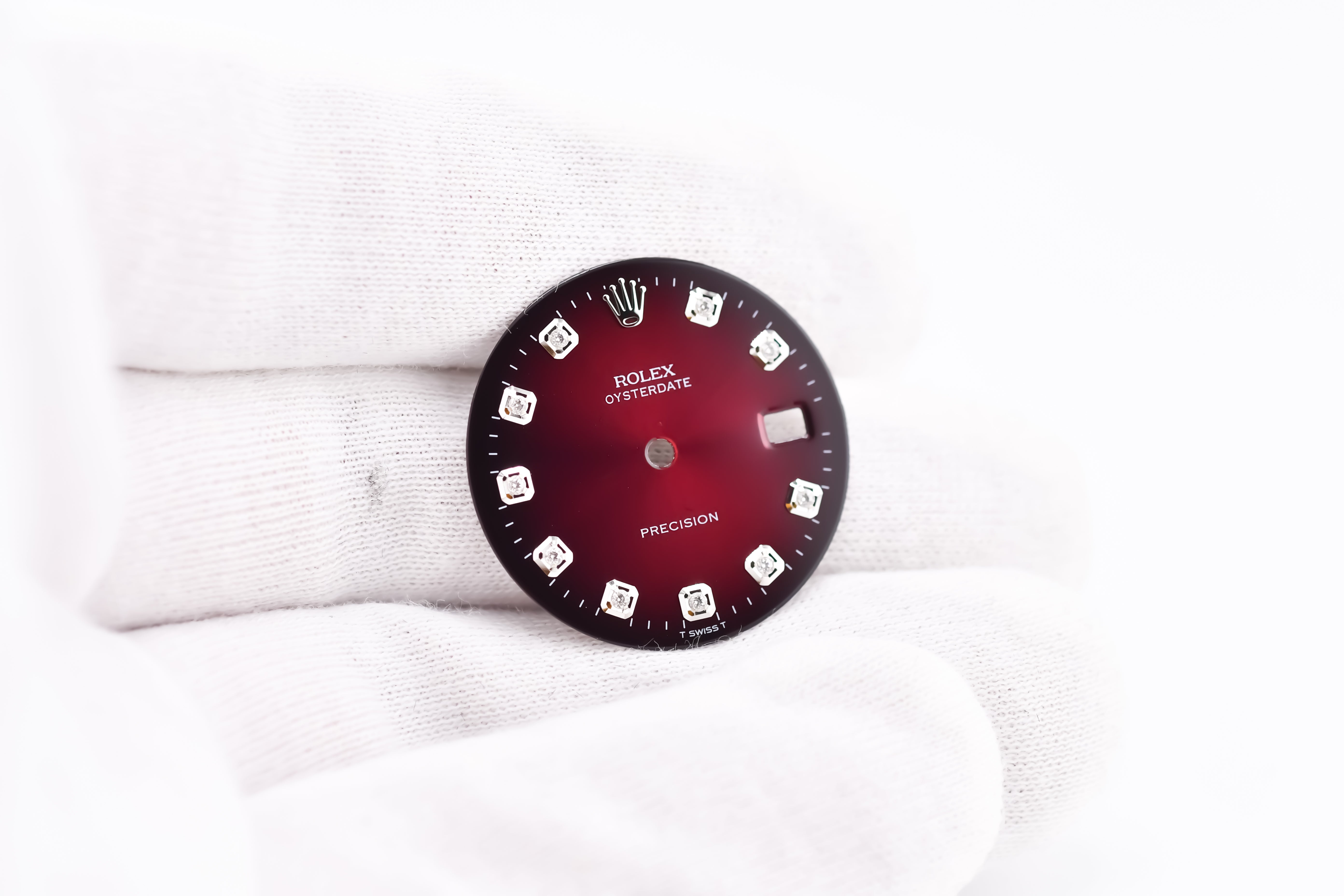 Custom Vignette Burgundy Red Brilliant Rolex Dial Oyster Perpetual