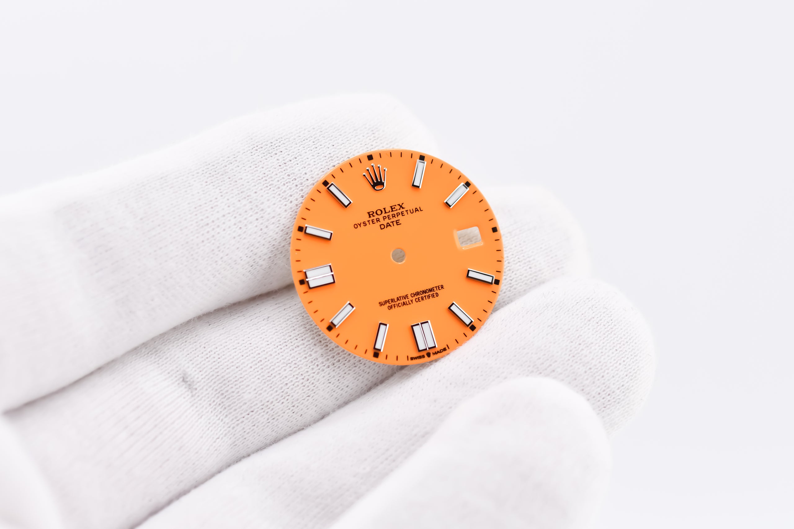 Custom Orange Stick Rolex Dial Oyster Perpetual Date 34mm 15000 15200 115200