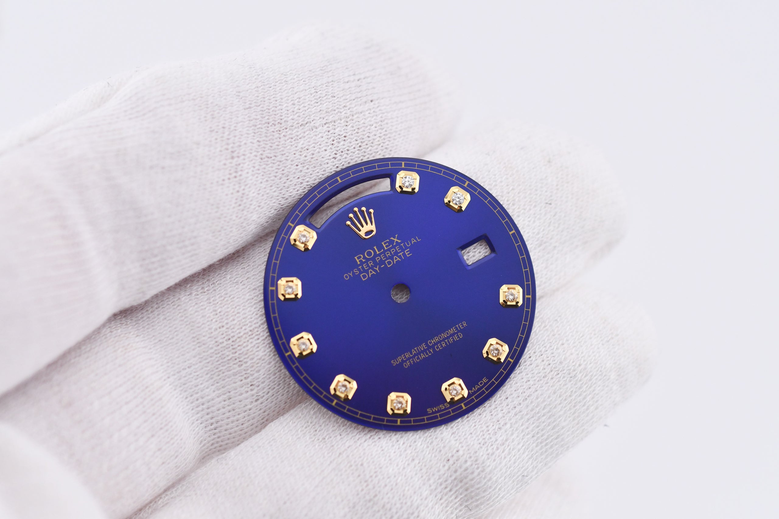 Custom Blue Gold Brilliant Rolex Dial Day Date President 36mm 18038 18238 118238
